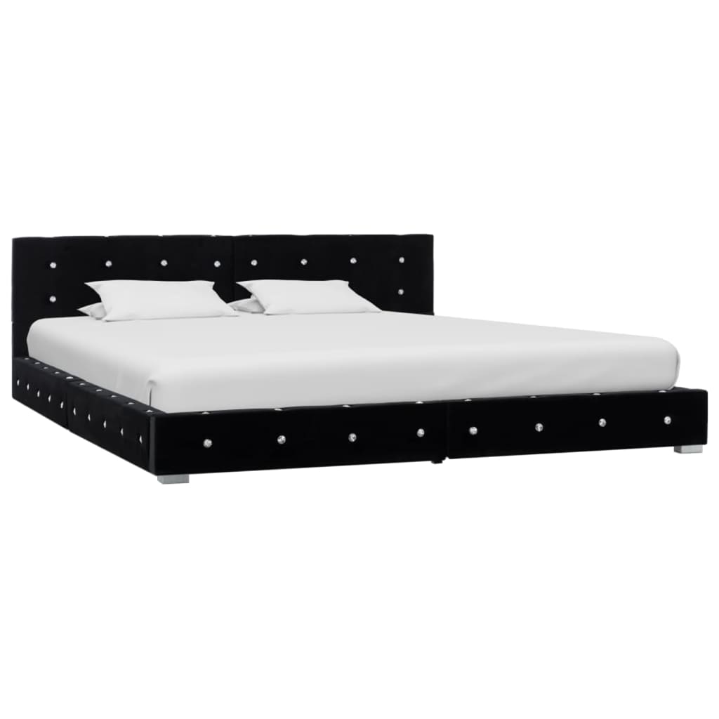 vidaXL Bed met traagschuim matras fluweel zwart 180x200 cm