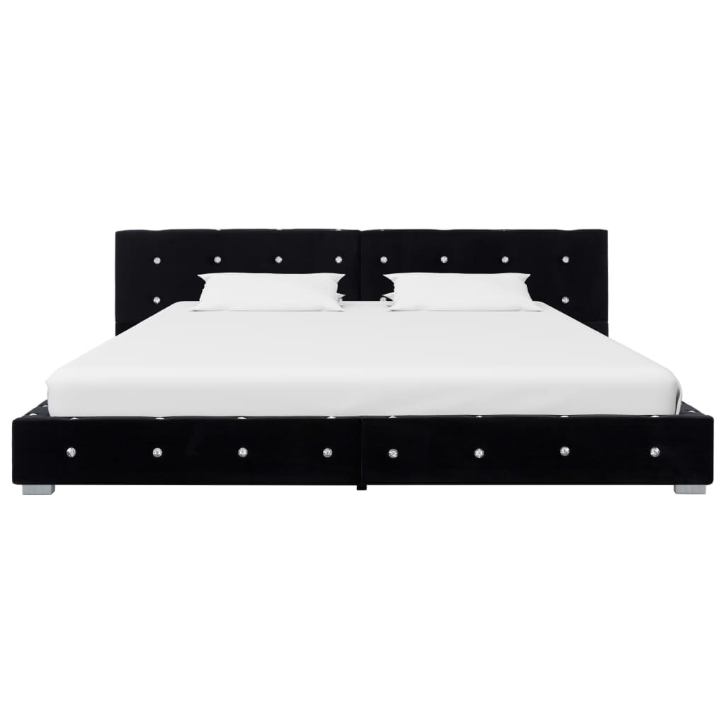 vidaXL Bed met traagschuim matras fluweel zwart 180x200 cm