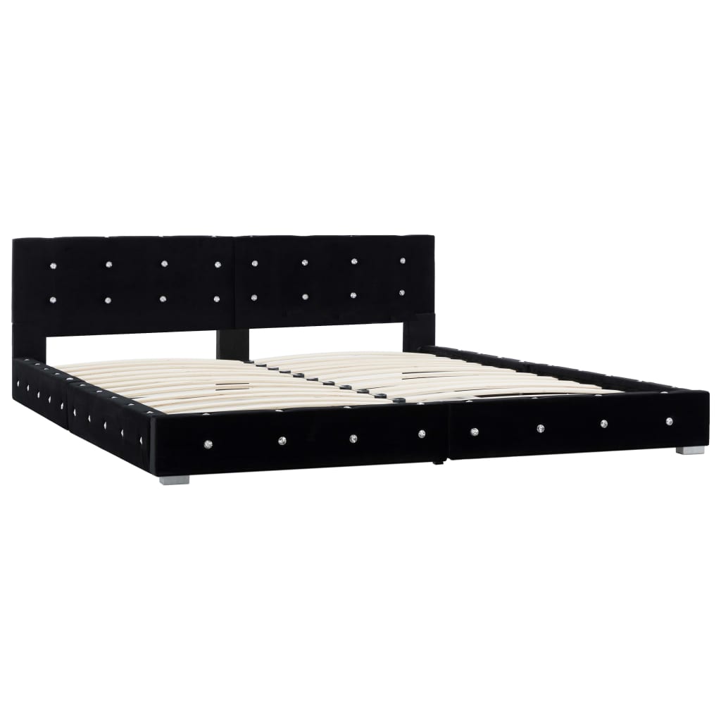 vidaXL Bed met traagschuim matras fluweel zwart 180x200 cm