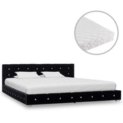 vidaXL Bed met matras fluweel zwart 180x200 cm