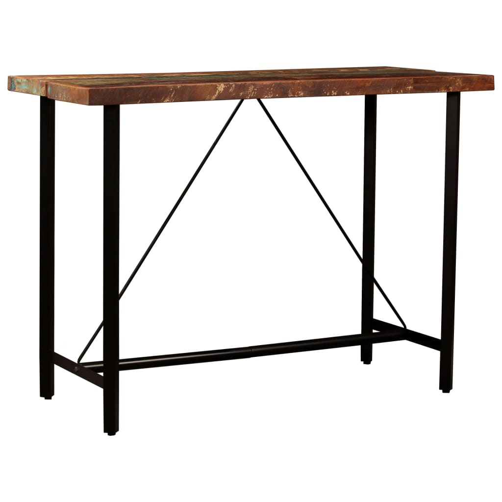 vidaXL 5-piece Bar Set Solid Reclaimed Wood and Real Leather