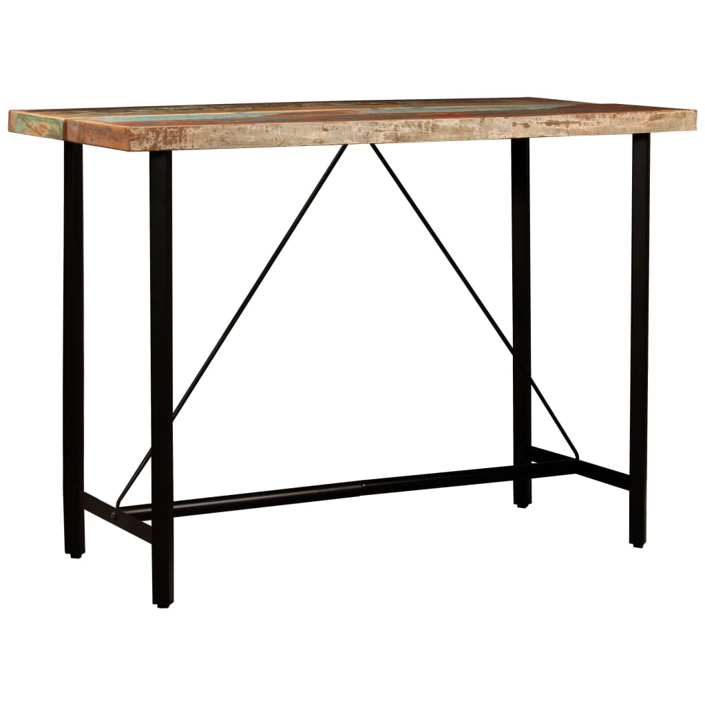 vidaXL 5-piece Bar Set Solid Reclaimed Wood and Real Leather