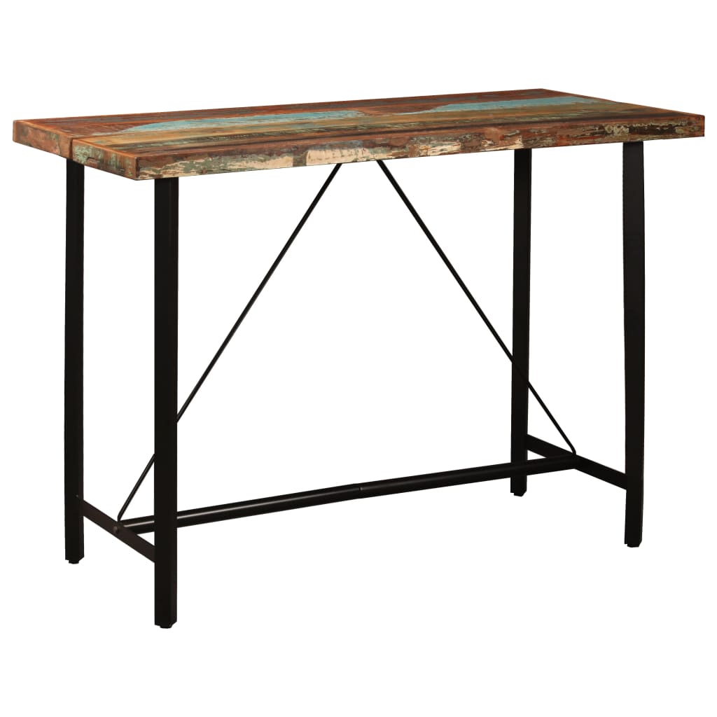 vidaXL 5-piece Bar Set Solid Reclaimed Wood and Real Leather