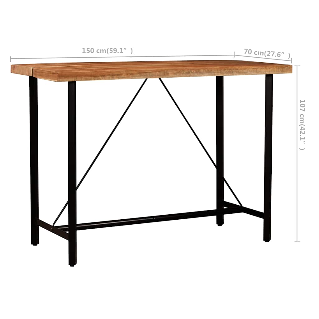 vidaXL 7-delige Barset massief gerecycled hout en echt leer