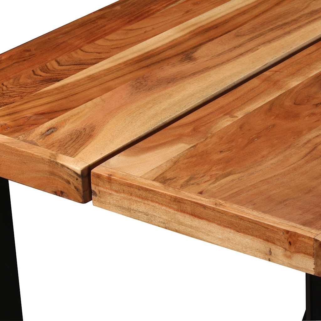vidaXL 7-delige Barset massief gerecycled hout en echt leer