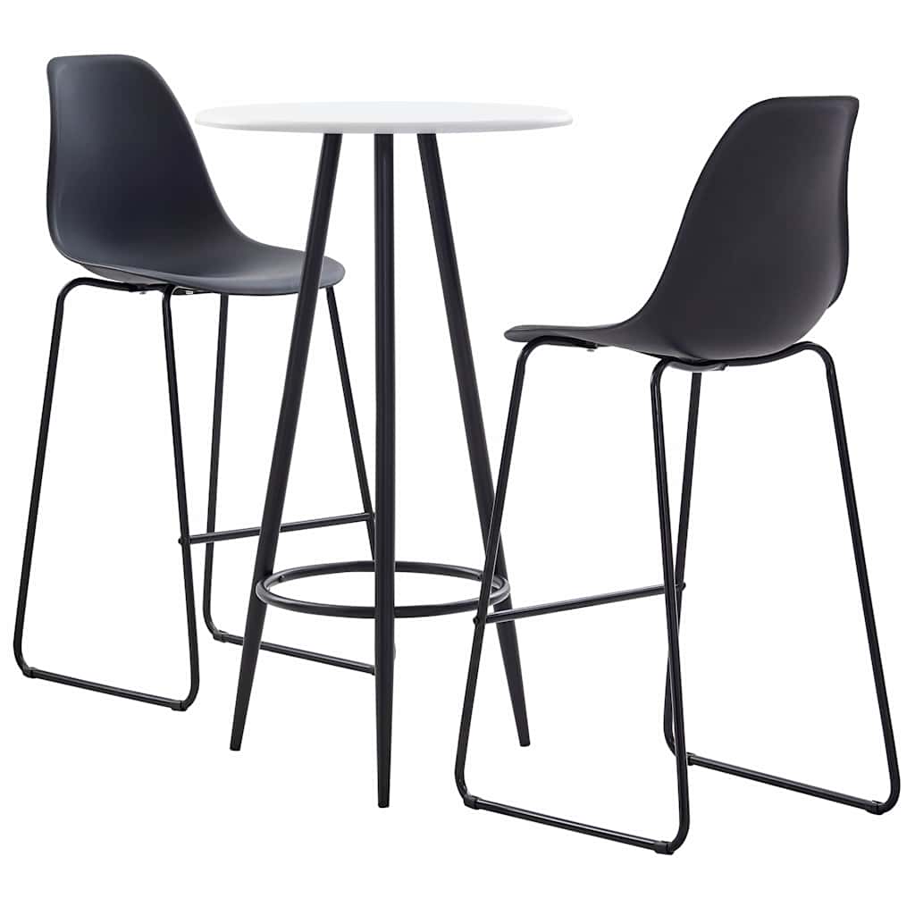 vidaXL 3-delige Barset kunststof zwart