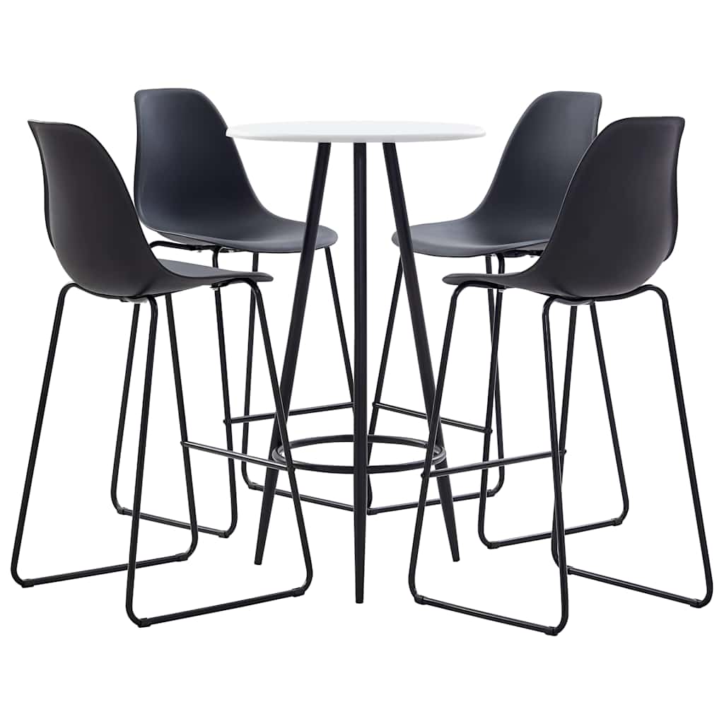 vidaXL 3-delige Barset kunststof zwart