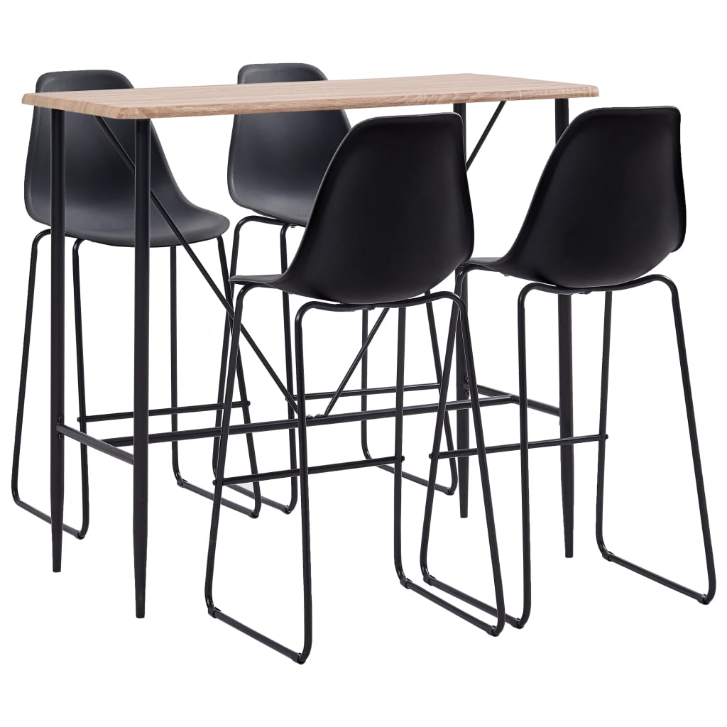 vidaXL 5-delige Barset kunststof zwart - Aashly