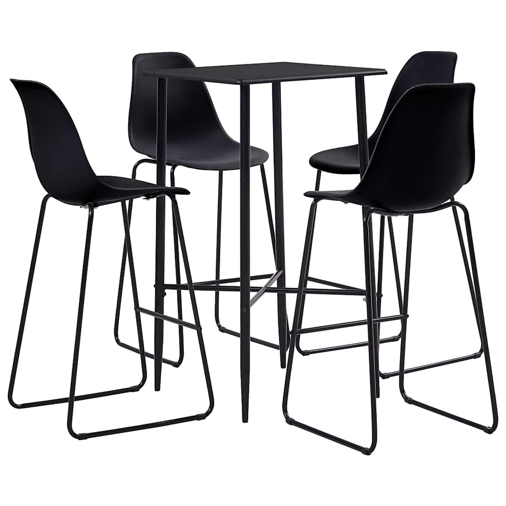 vidaXL 3-delige Barset kunststof zwart