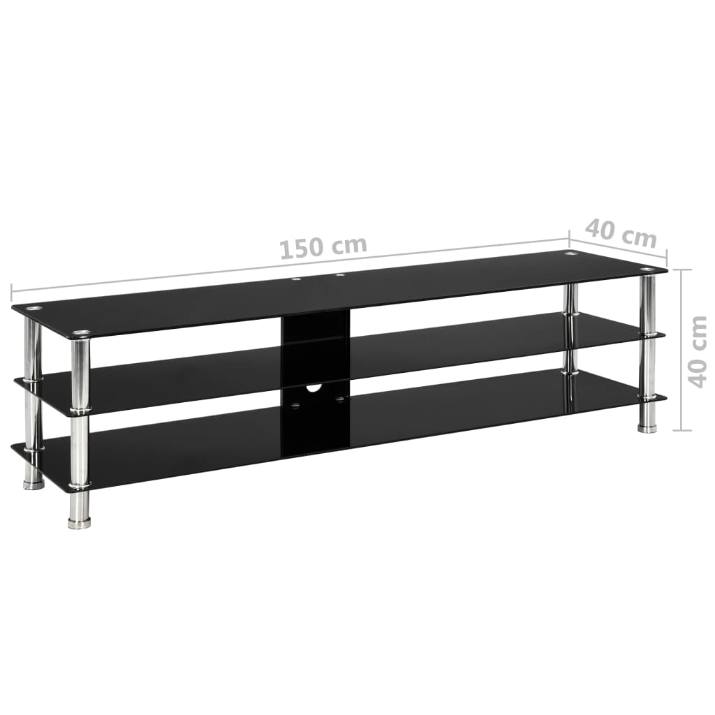 vidaXL Tv-meubel 150x40x40 cm gehard glas zwart