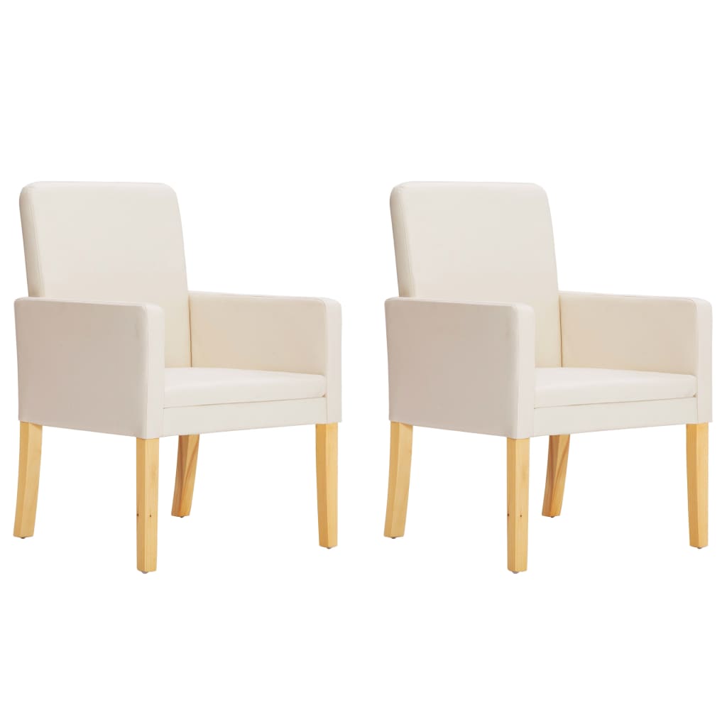vidaXL Eetkamerstoelen 2 st kunstleer crème