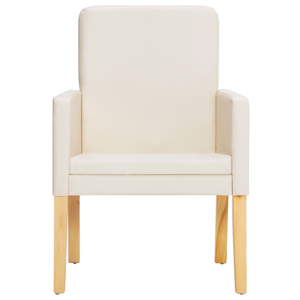vidaXL Eetkamerstoelen 2 st kunstleer crème