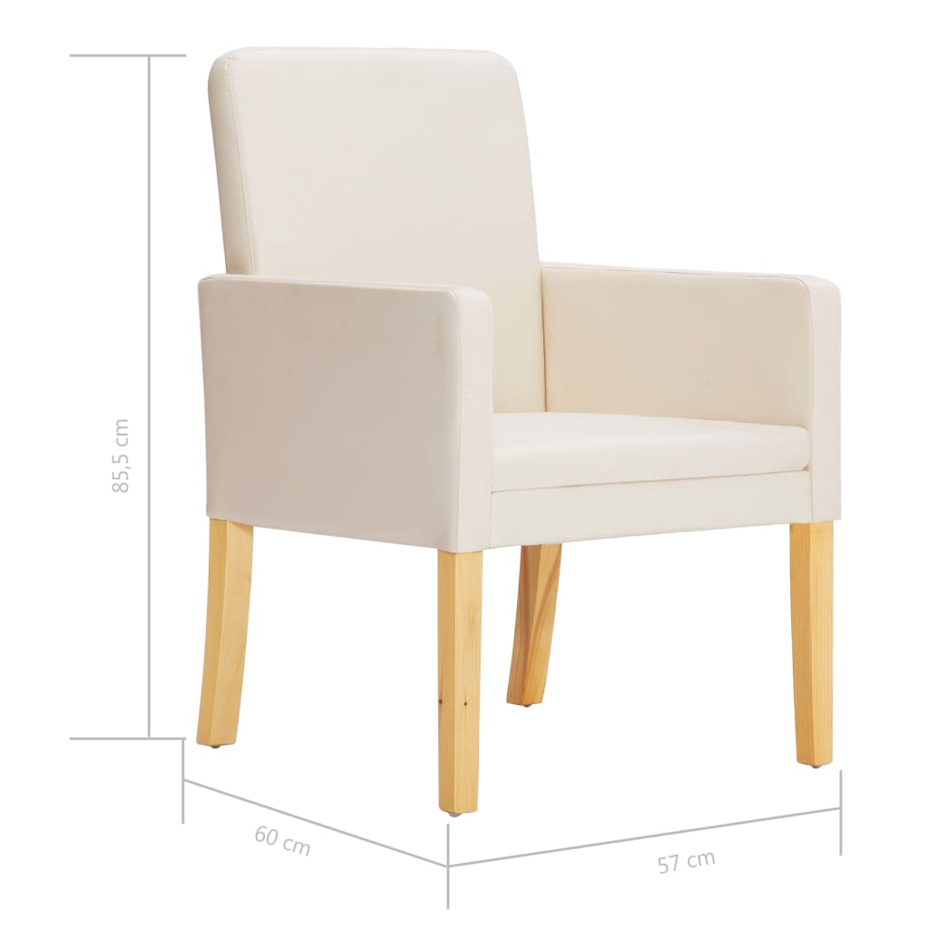 vidaXL Eetkamerstoelen 2 st kunstleer crème