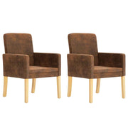 vidaXL Eetkamerstoelen 2 st kunstsuède bruin