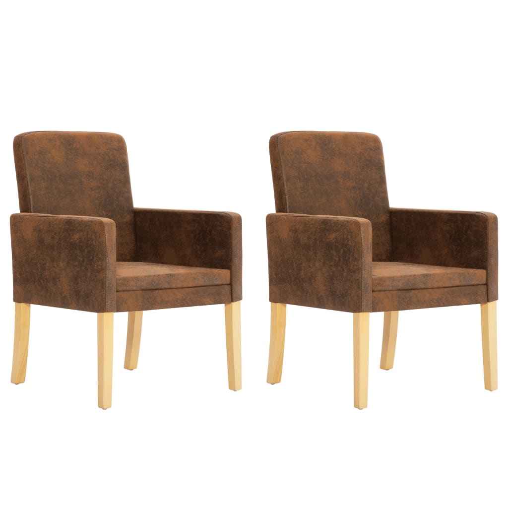 vidaXL Eetkamerstoelen 2 st kunstsuède bruin