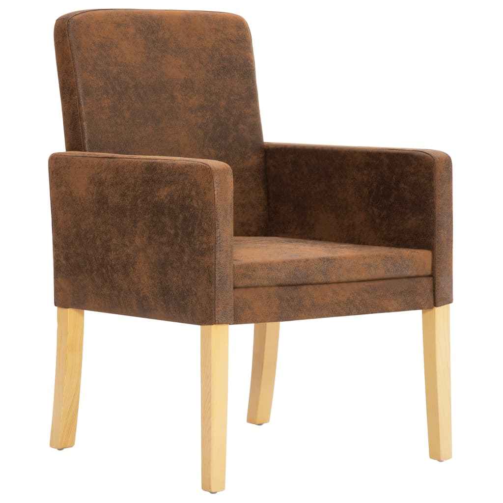 vidaXL Eetkamerstoelen 2 st kunstsuède bruin