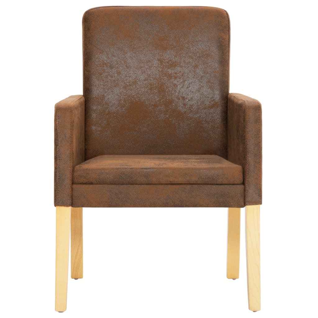 vidaXL Eetkamerstoelen 2 st kunstsuède bruin