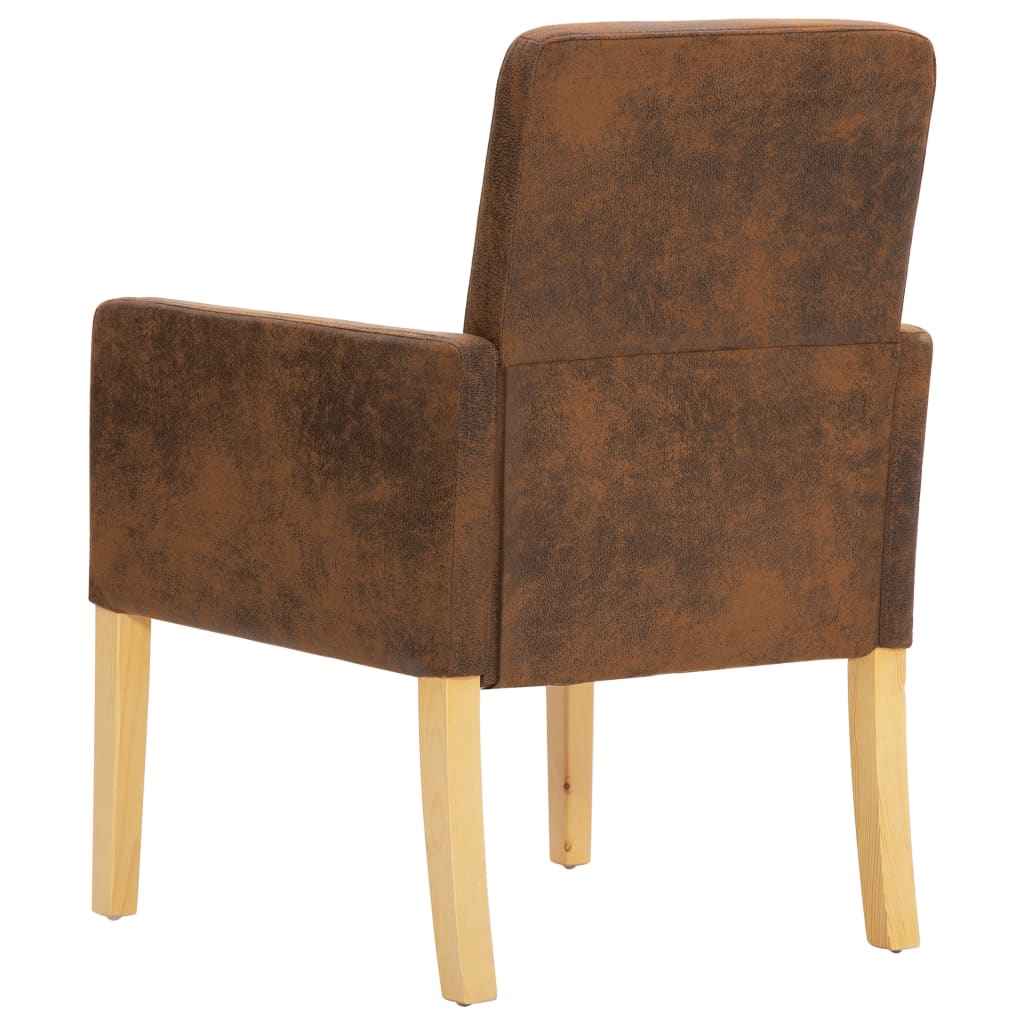 vidaXL Eetkamerstoelen 2 st kunstsuède bruin