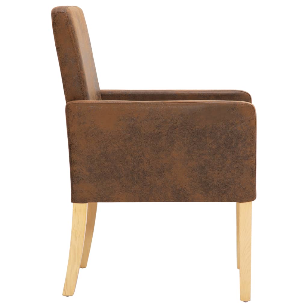 vidaXL Eetkamerstoelen 2 st kunstsuède bruin