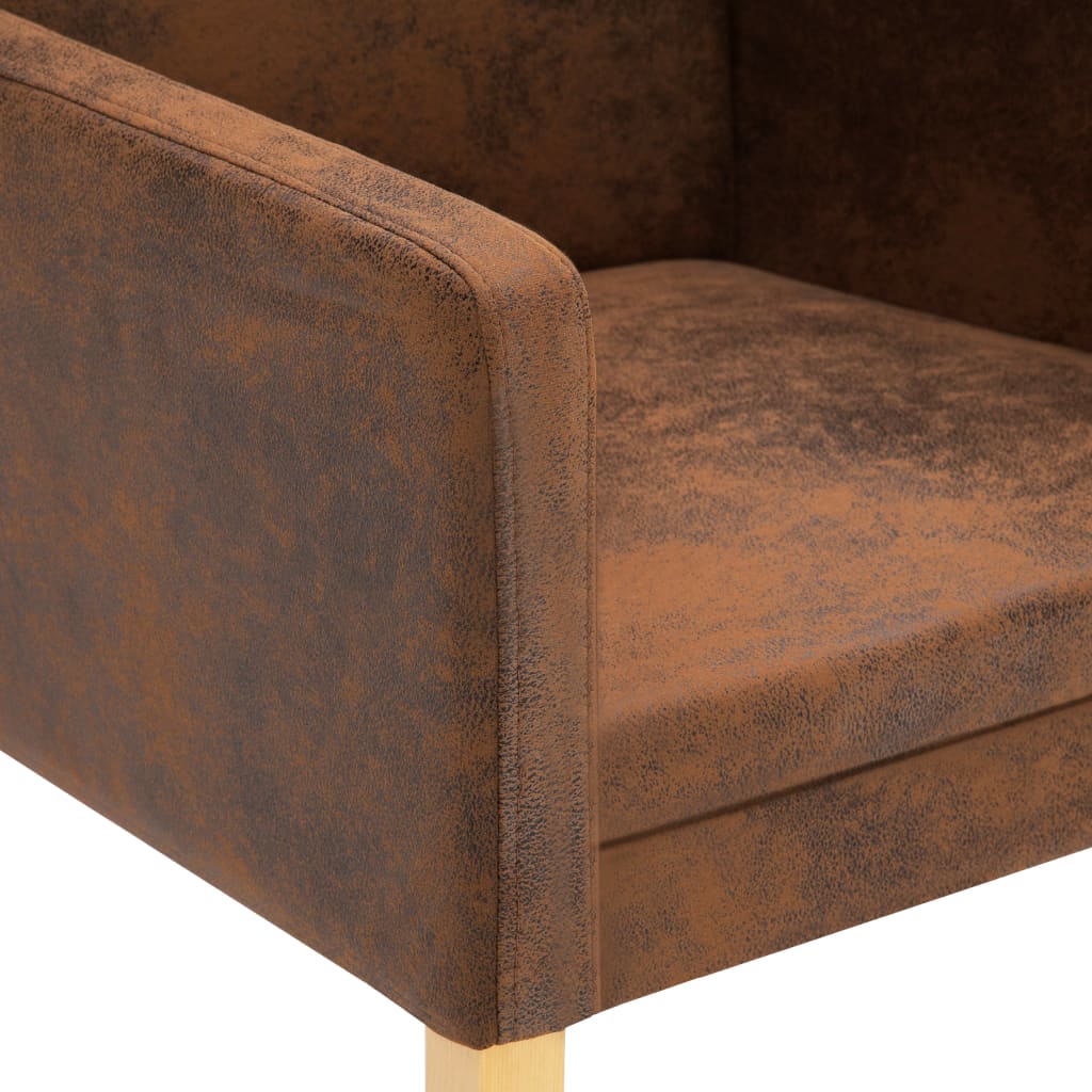 vidaXL Eetkamerstoelen 2 st kunstsuède bruin