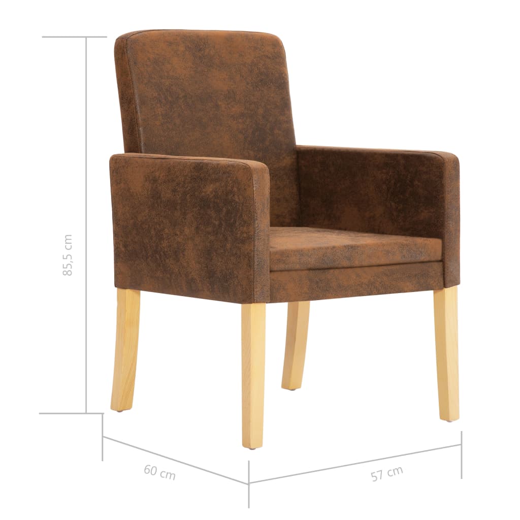 vidaXL Eetkamerstoelen 2 st kunstsuède bruin