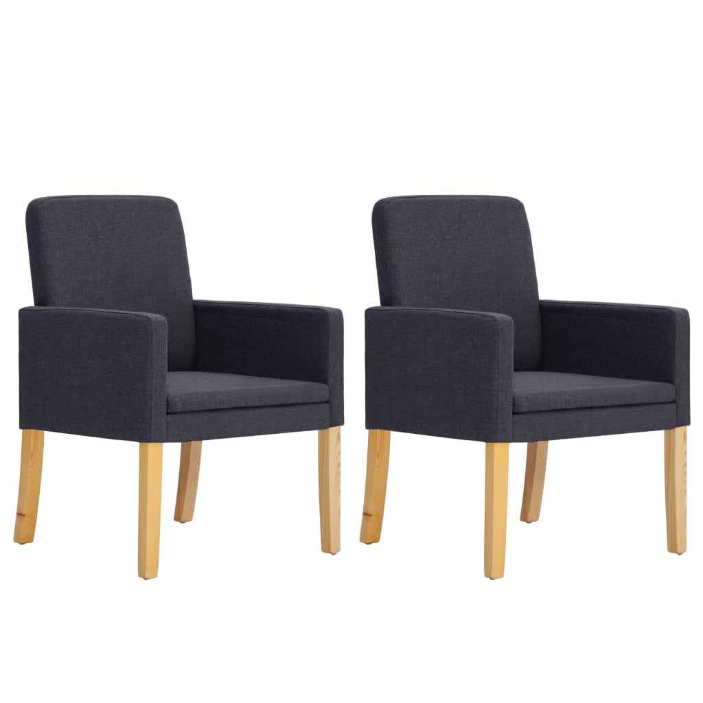 vidaXL Eetkamerstoelen 2 st stof donkergrijs