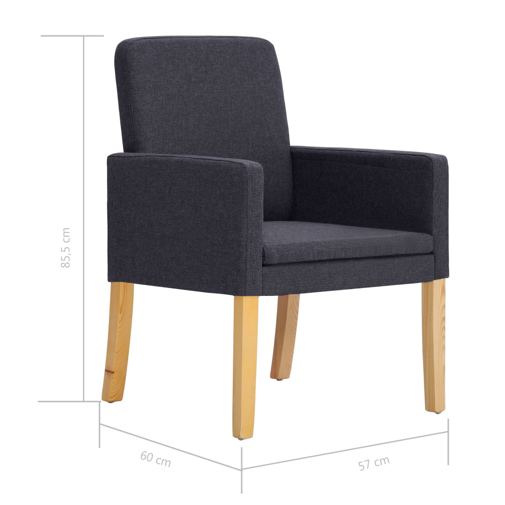 vidaXL Eetkamerstoelen 2 st stof donkergrijs