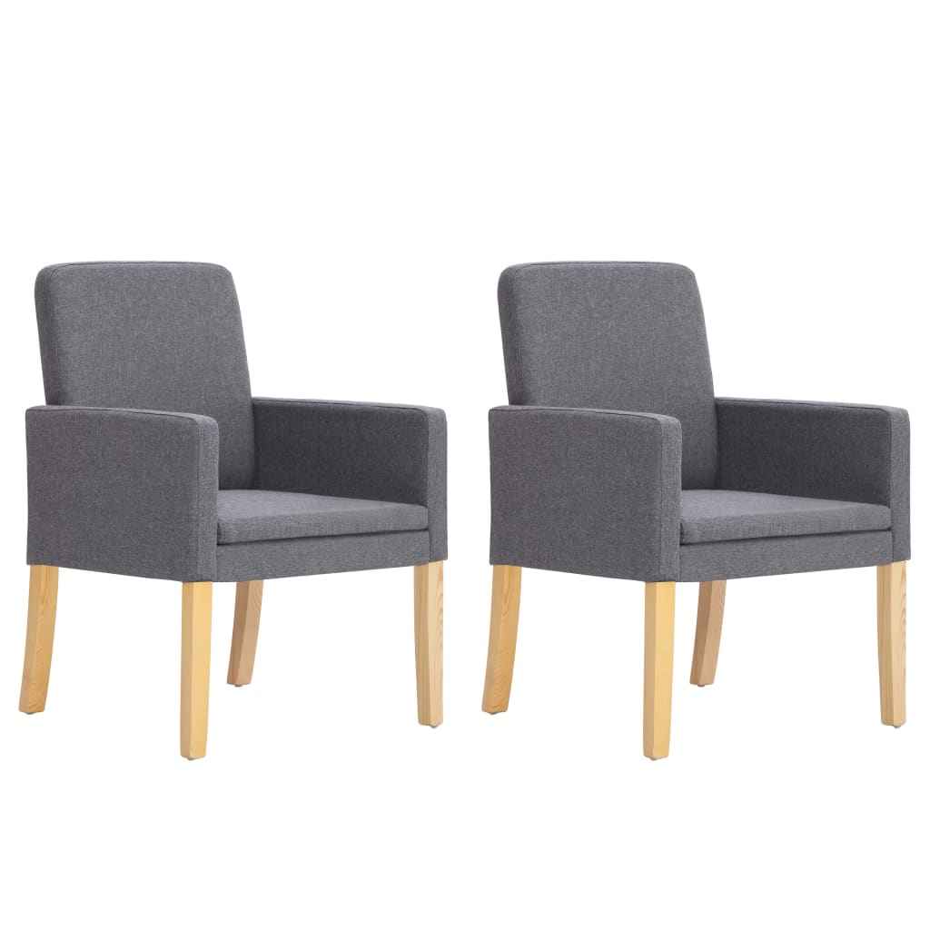 vidaXL Eetkamerstoelen 2 st stof donkergrijs