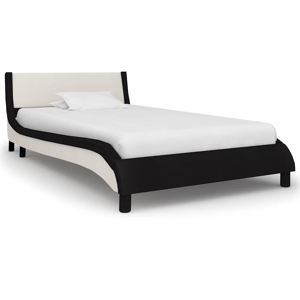 vidaXL Bedframe kunstleer zwart en wit 180x200 cm