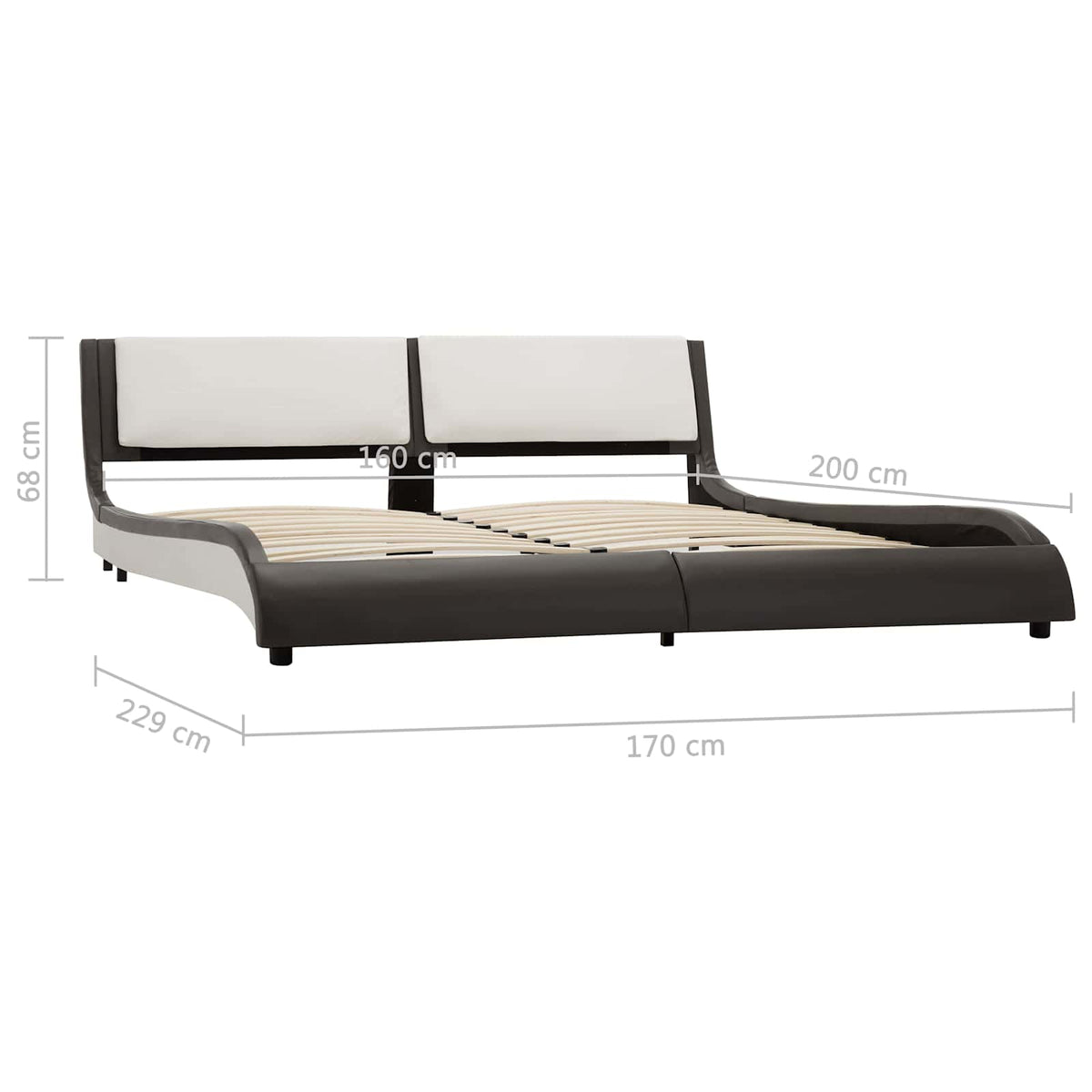vidaXL Bedframe kunstleer zwart en wit 180x200 cm