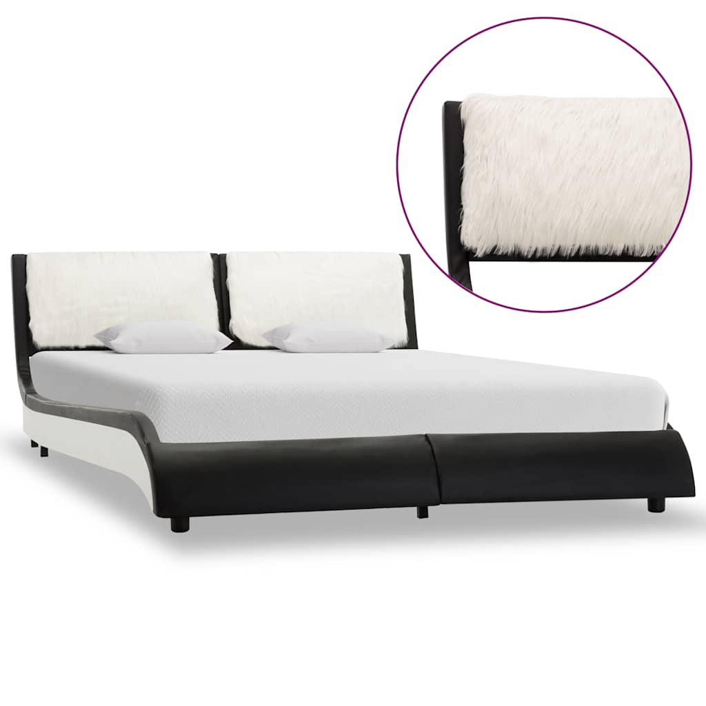vidaXL Bedframe kunstleer zwart en wit 180x200 cm