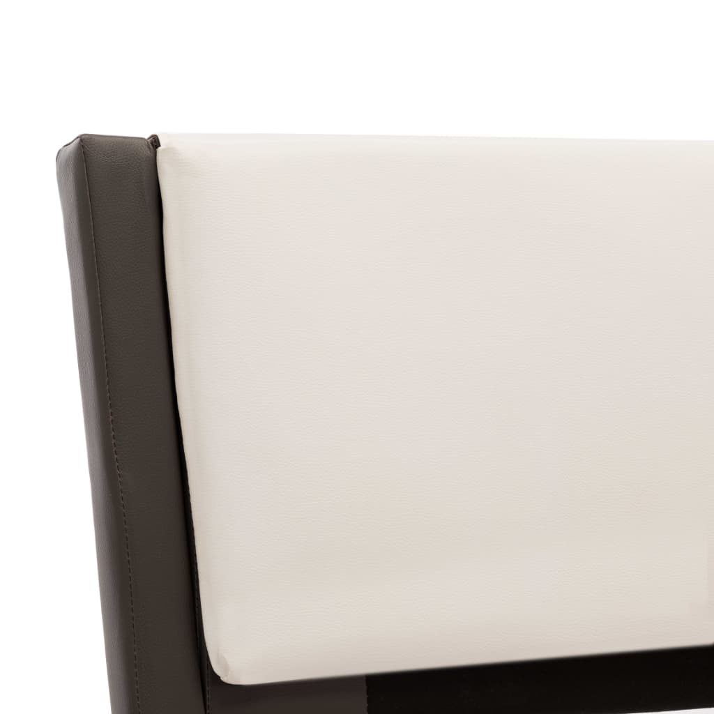 vidaXL Bedframe met LED kunstleer grijs en wit 135x190 cm
