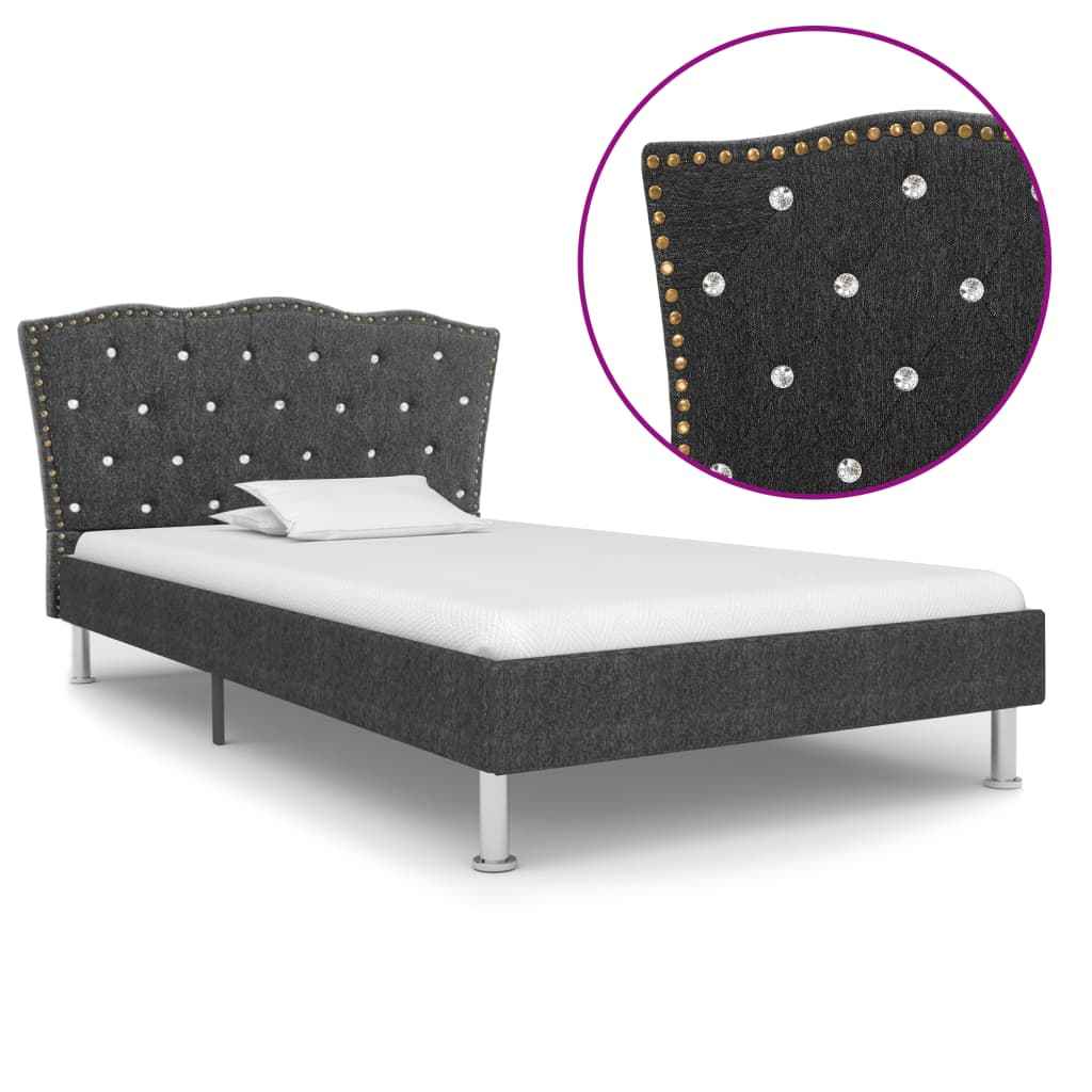 vidaXL Bedframe stof donkergrijs 90x200 cm