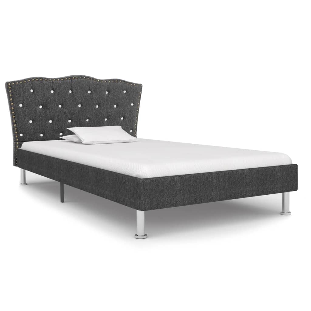 vidaXL Bedframe stof donkergrijs 90x200 cm