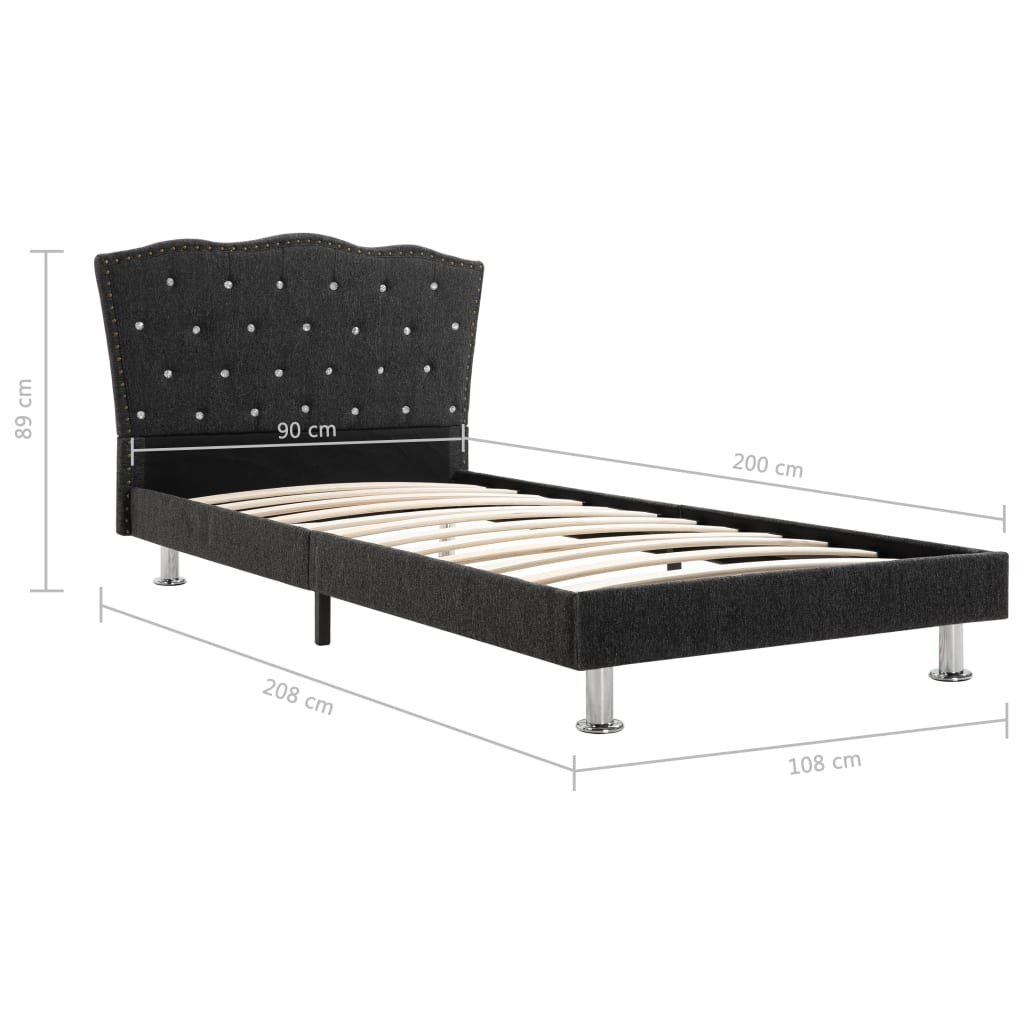 vidaXL Bedframe stof donkergrijs 90x200 cm
