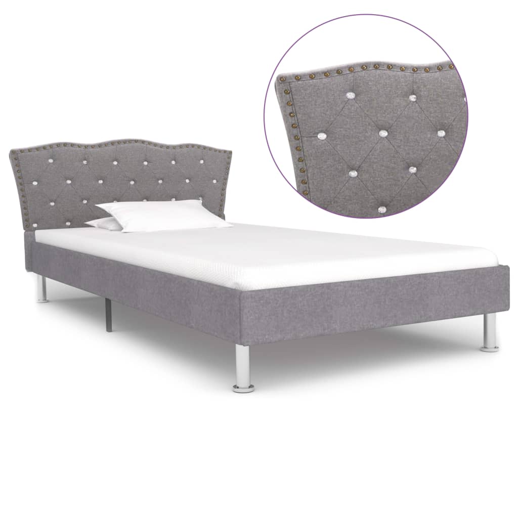 vidaXL Bedframe stof donkergrijs 90x200 cm