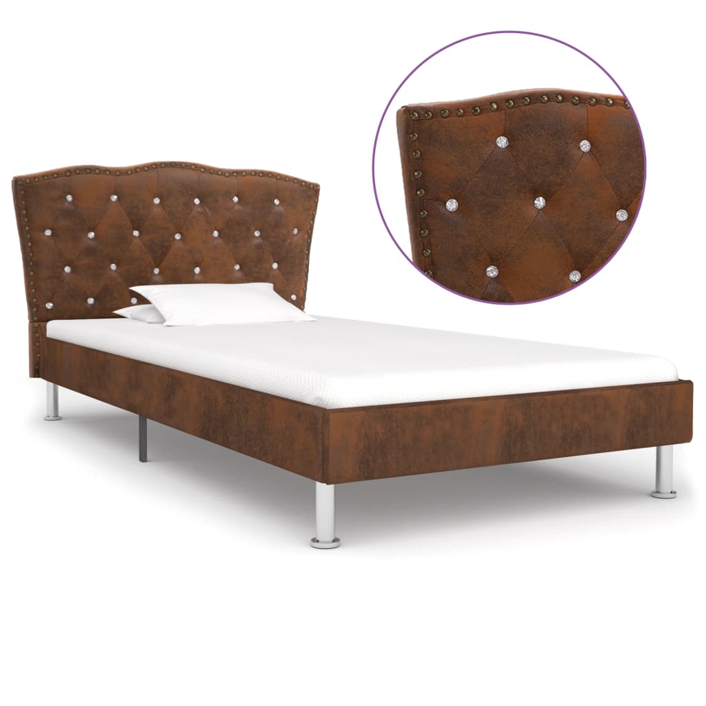 vidaXL Bedframe stof donkergrijs 90x200 cm