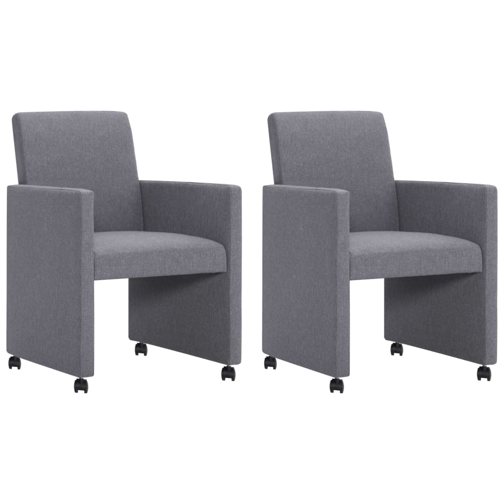 vidaXL Eetkamerstoelen 2 st stof lichtgrijs