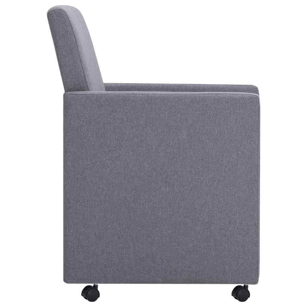 vidaXL Eetkamerstoelen 2 st stof lichtgrijs