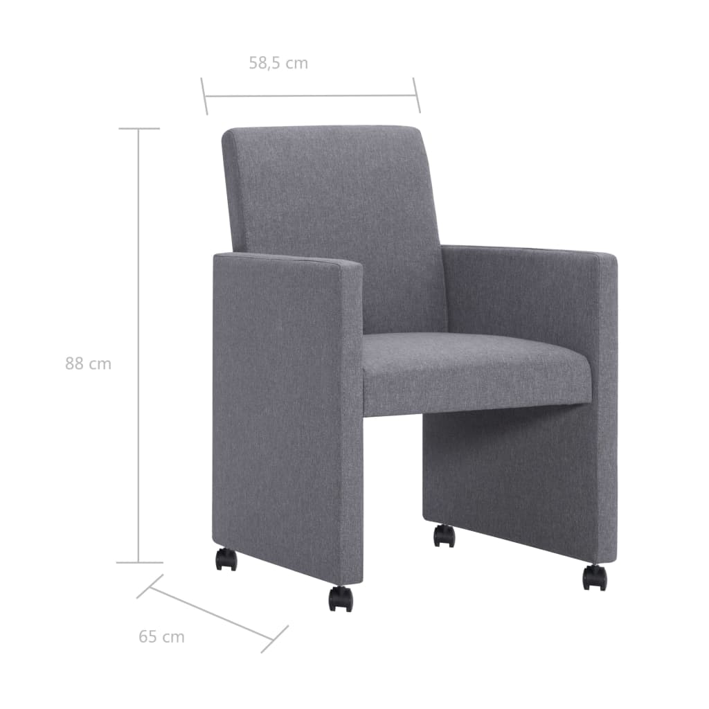 vidaXL Eetkamerstoelen 2 st stof lichtgrijs