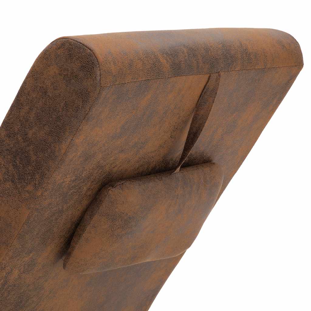 vidaXL Massage chaise longue met kussen kunstsuède bruin