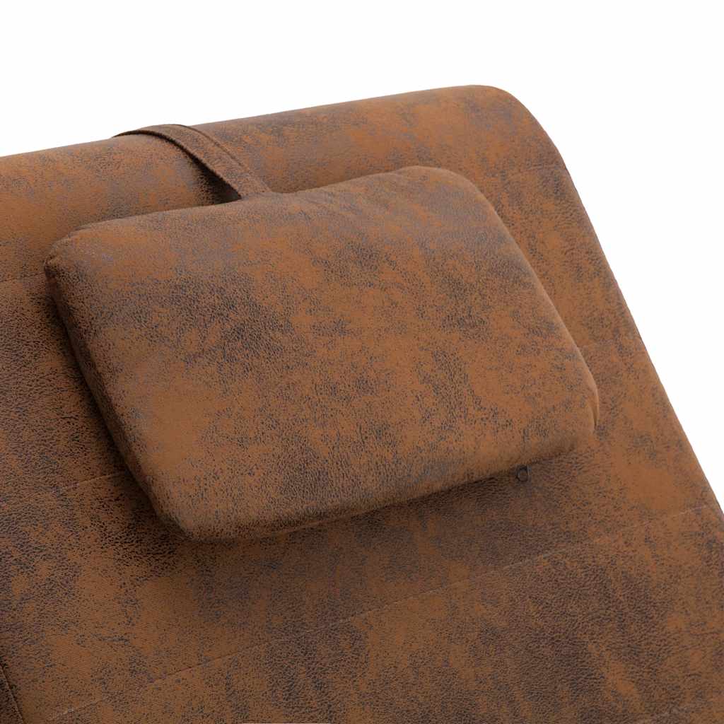 vidaXL Massage chaise longue met kussen kunstsuède bruin
