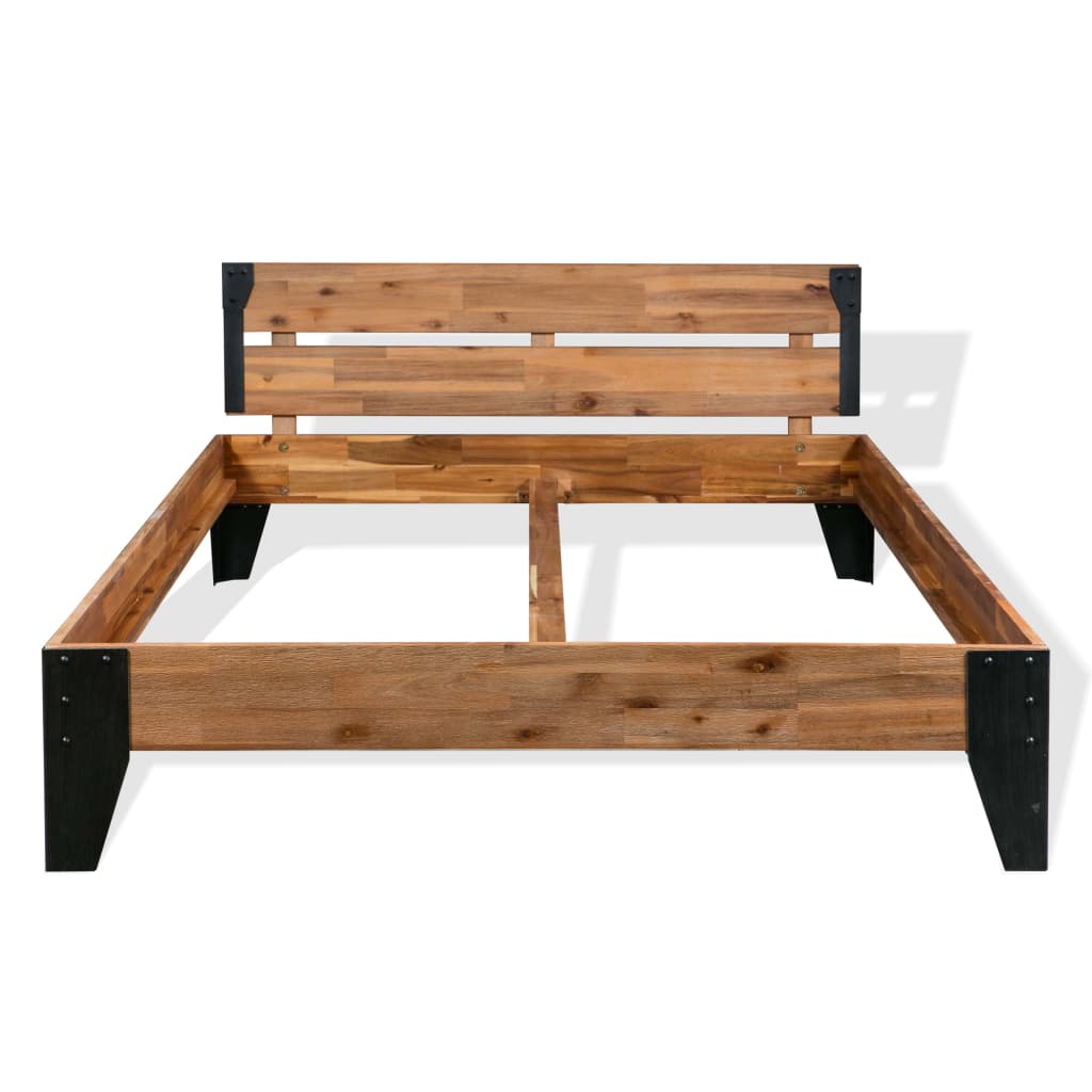 vidaXL Bedframe massief acaciahout en staal 152x203 cm