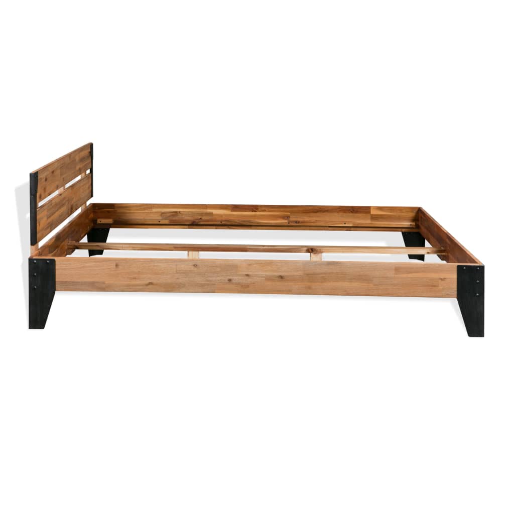 vidaXL Bedframe massief acaciahout en staal 152x203 cm