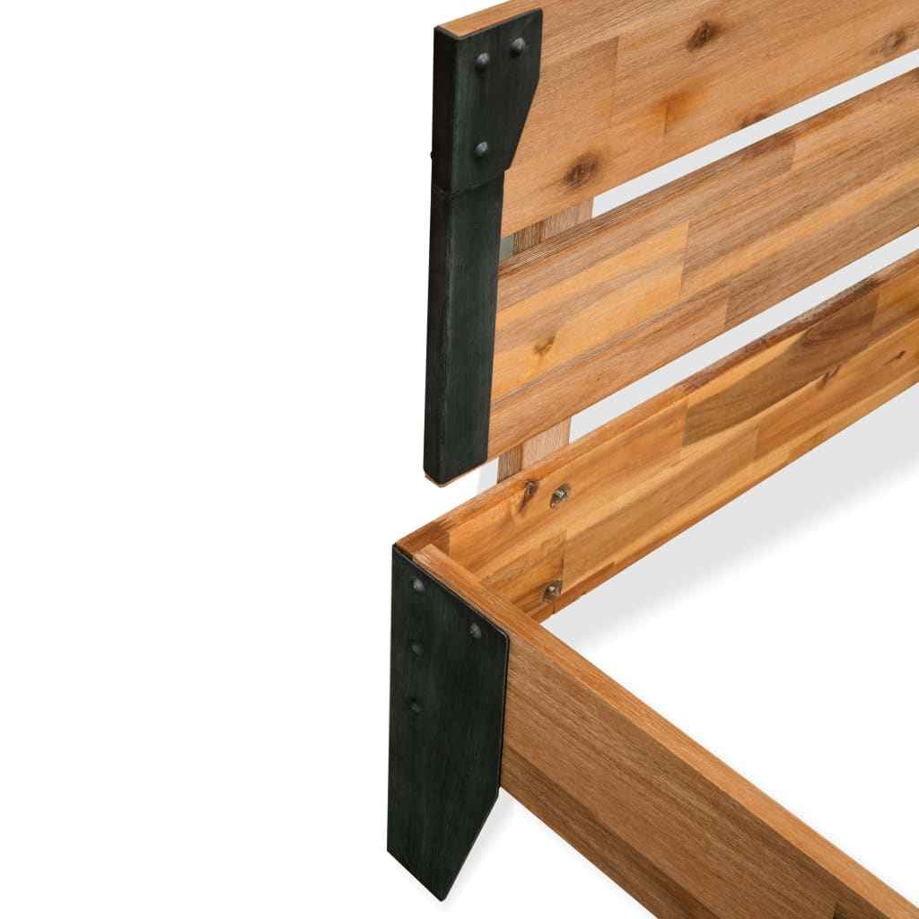 vidaXL Bedframe massief acaciahout en staal 152x203 cm