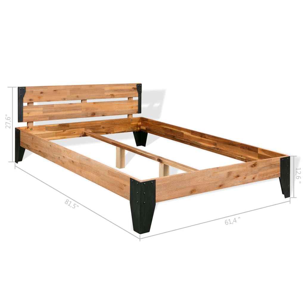 vidaXL Bedframe massief acaciahout en staal 152x203 cm