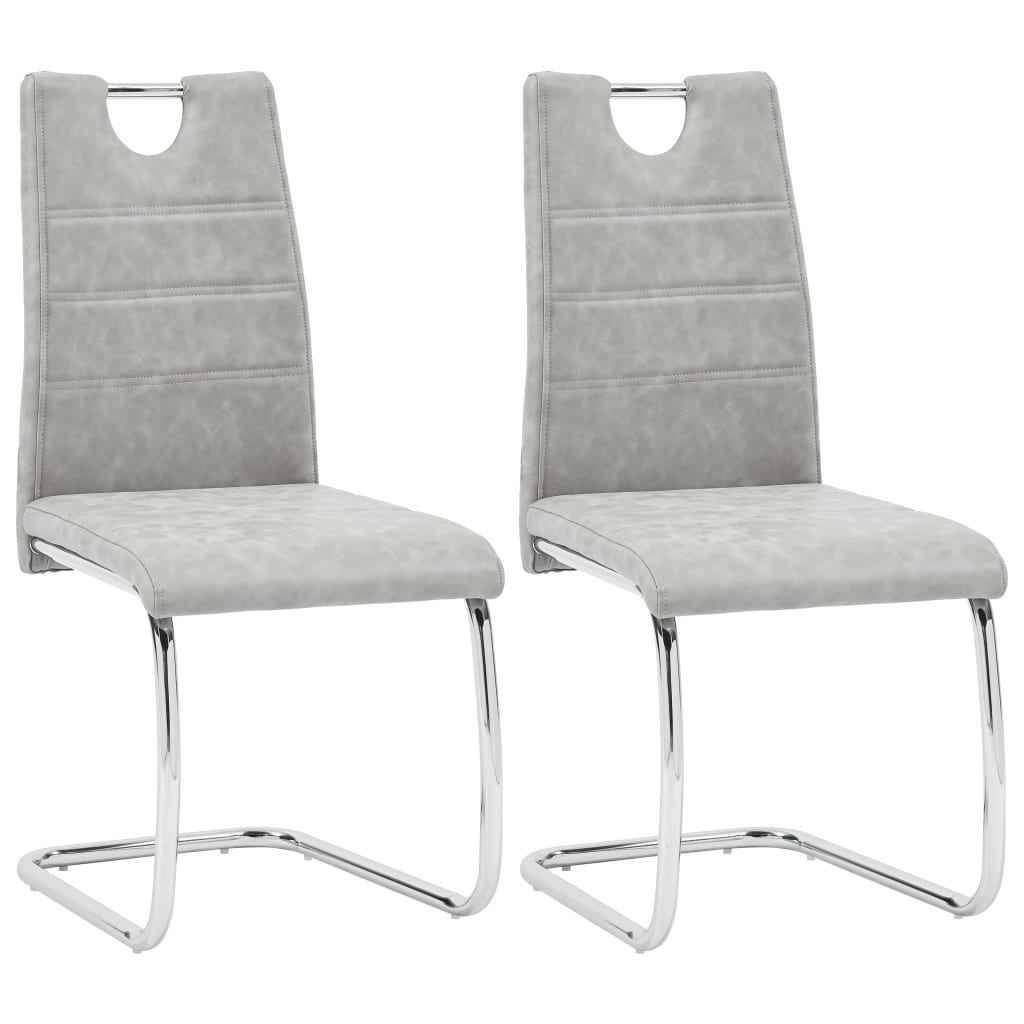 vidaXL Eetkamerstoelen 2 st kunstleer lichtgrijs