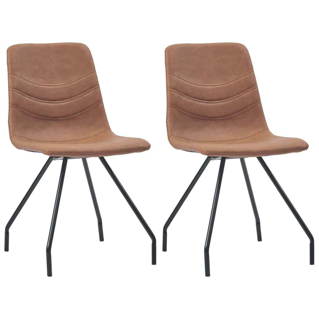 vidaXL Eetkamerstoelen 2 st kunstleer donkerbruin