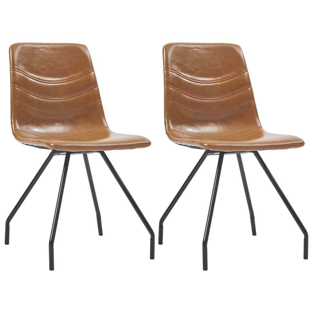 vidaXL Eetkamerstoelen 2 st kunstleer donkerbruin