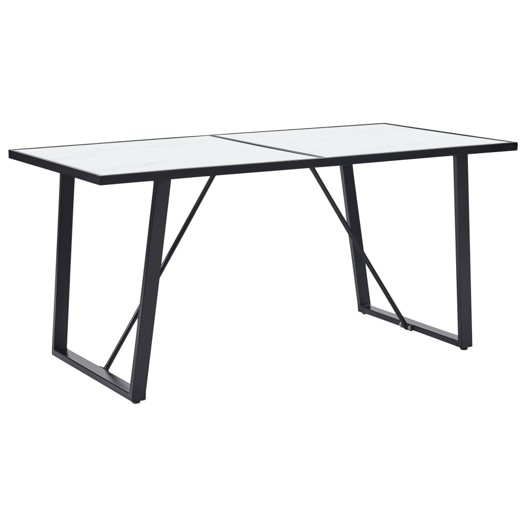 vidaXL Eettafel 160x80x75 cm gehard glas wit